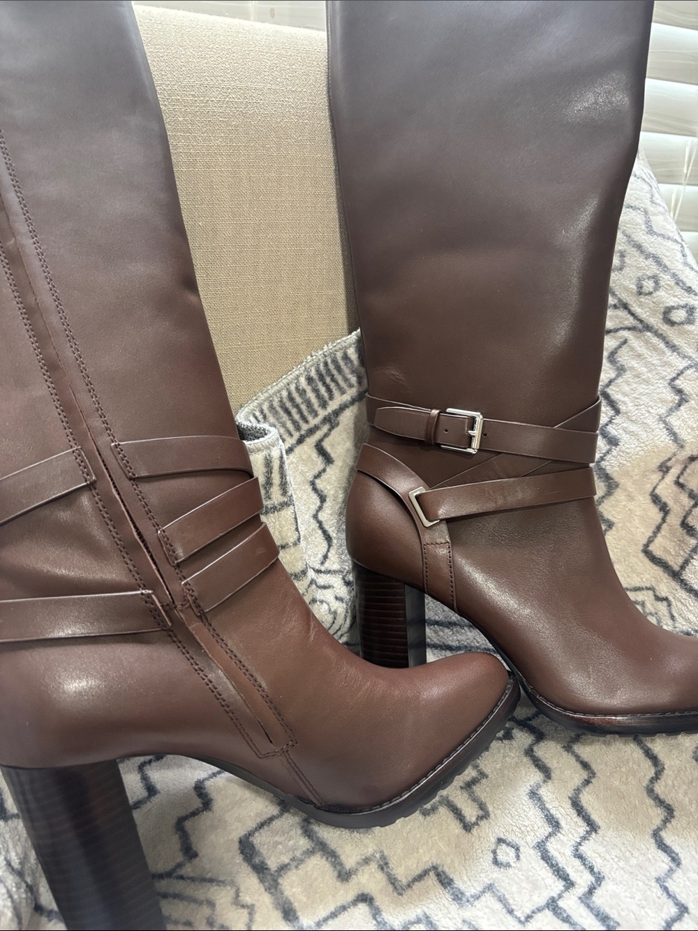 Polo by Ralph Lauren Brown Leather High Heel Knee Boots